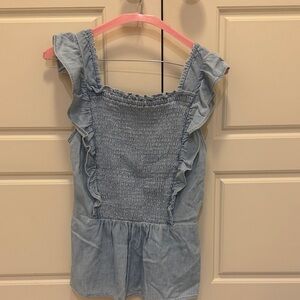 Old‎ Navy Light Blue Ruffled Sleeveless Top